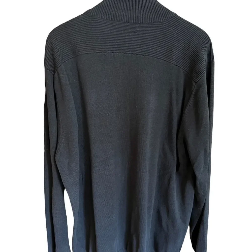 Tasso Elba olive green-brown long sleeved‎ zip and snap neck sweater size XL
